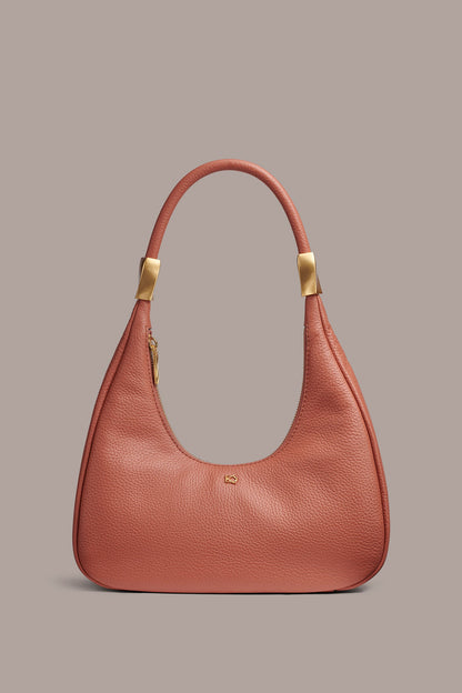QUOGUE LEATHER SHOULDER BAG - Amber