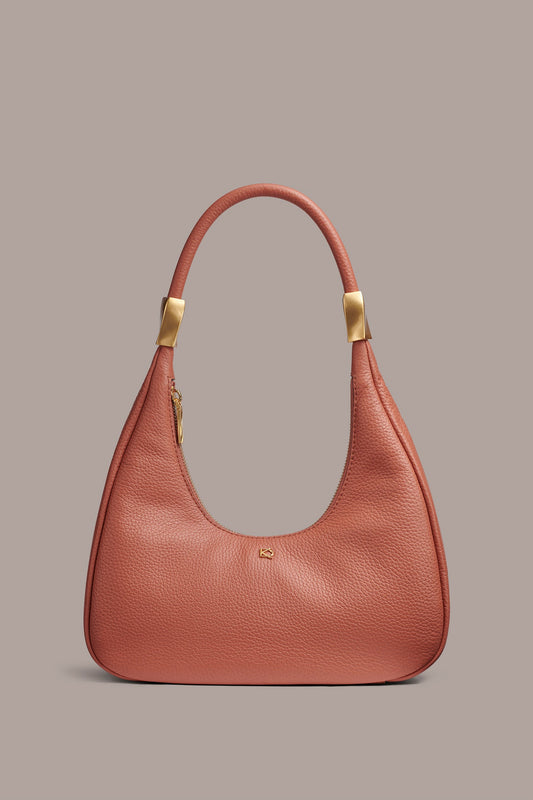 QUOGUE LEATHER SHOULDER BAG - Amber