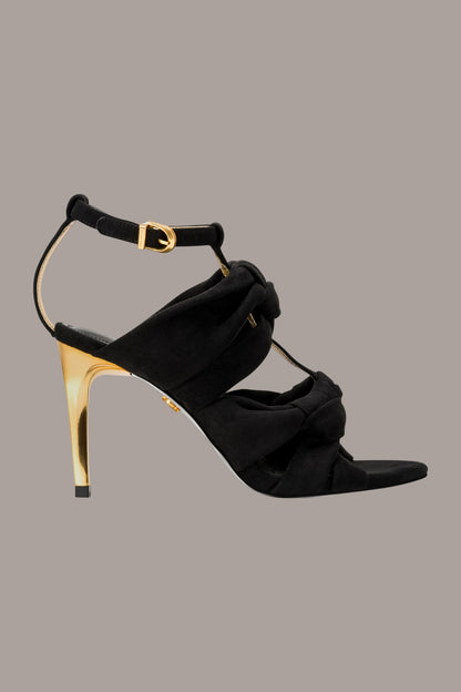 SYNNOVE T-STRAP STILETTO SANDAL - Black