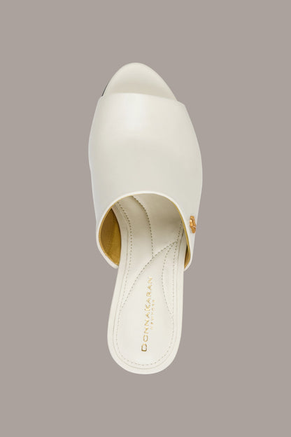 DONNA LEATHER WEDGE MULE SANDAL - Ivory