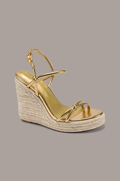 YVETTE ESPADRILLE WEDGE SANDAL - Gold