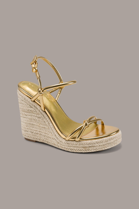 YVETTE ESPADRILLE WEDGE SANDAL - Gold