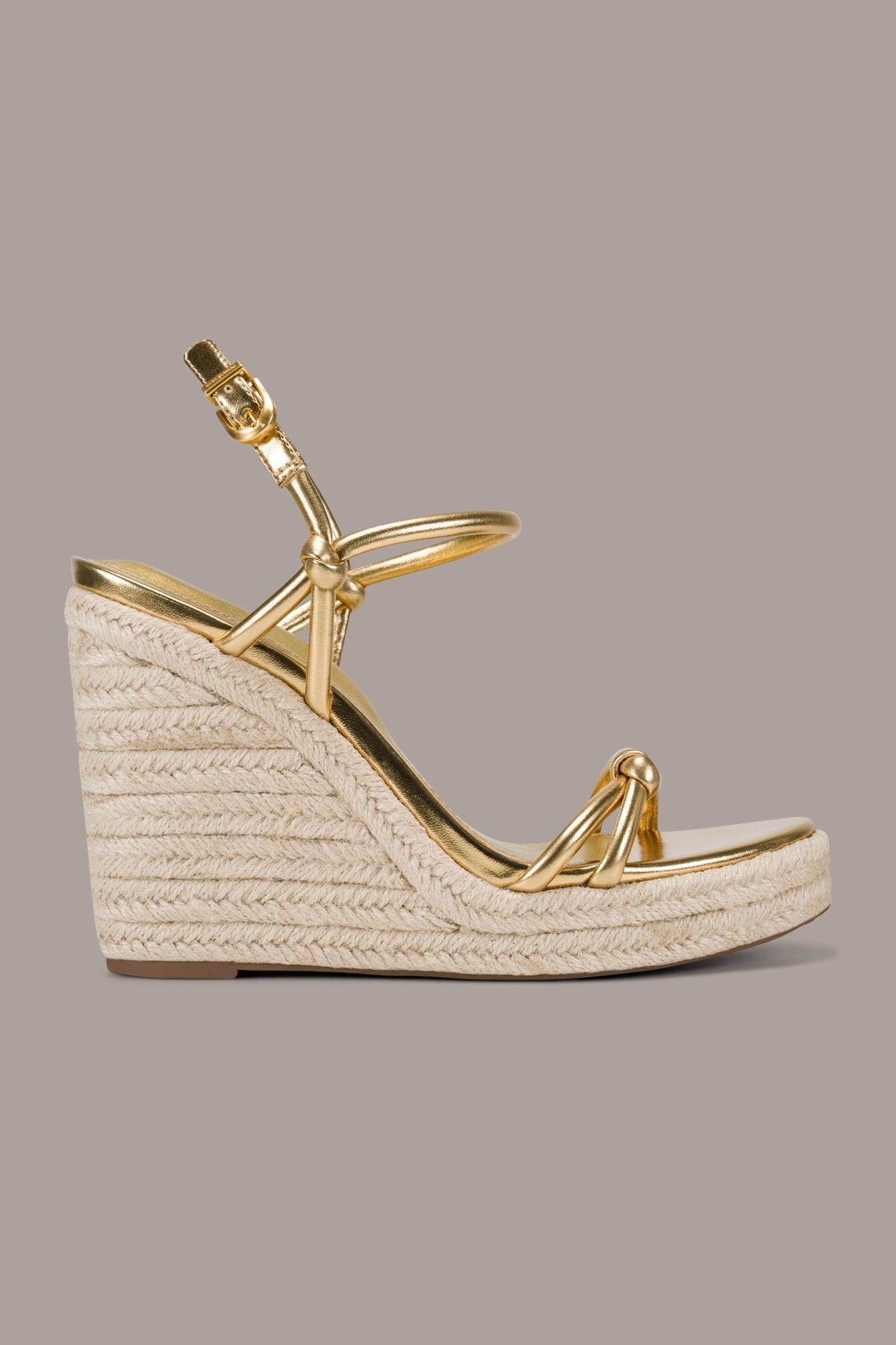 YVETTE ESPADRILLE WEDGE SANDAL - Gold