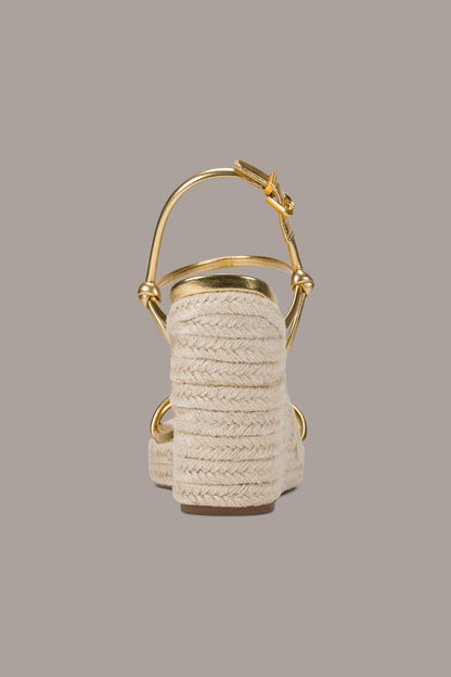 YVETTE ESPADRILLE WEDGE SANDAL - Gold