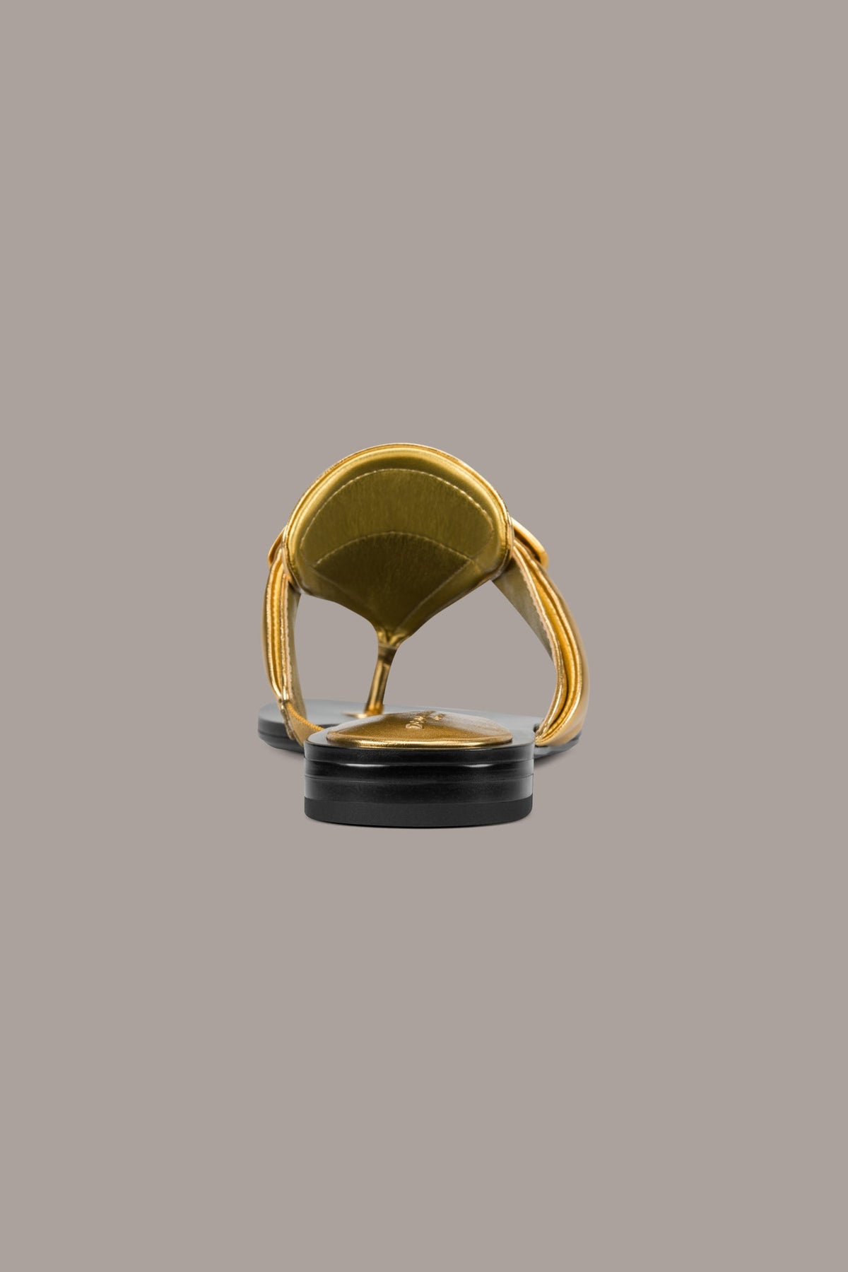 VELVET METALLIC THONG FLAT SANDAL - Gold