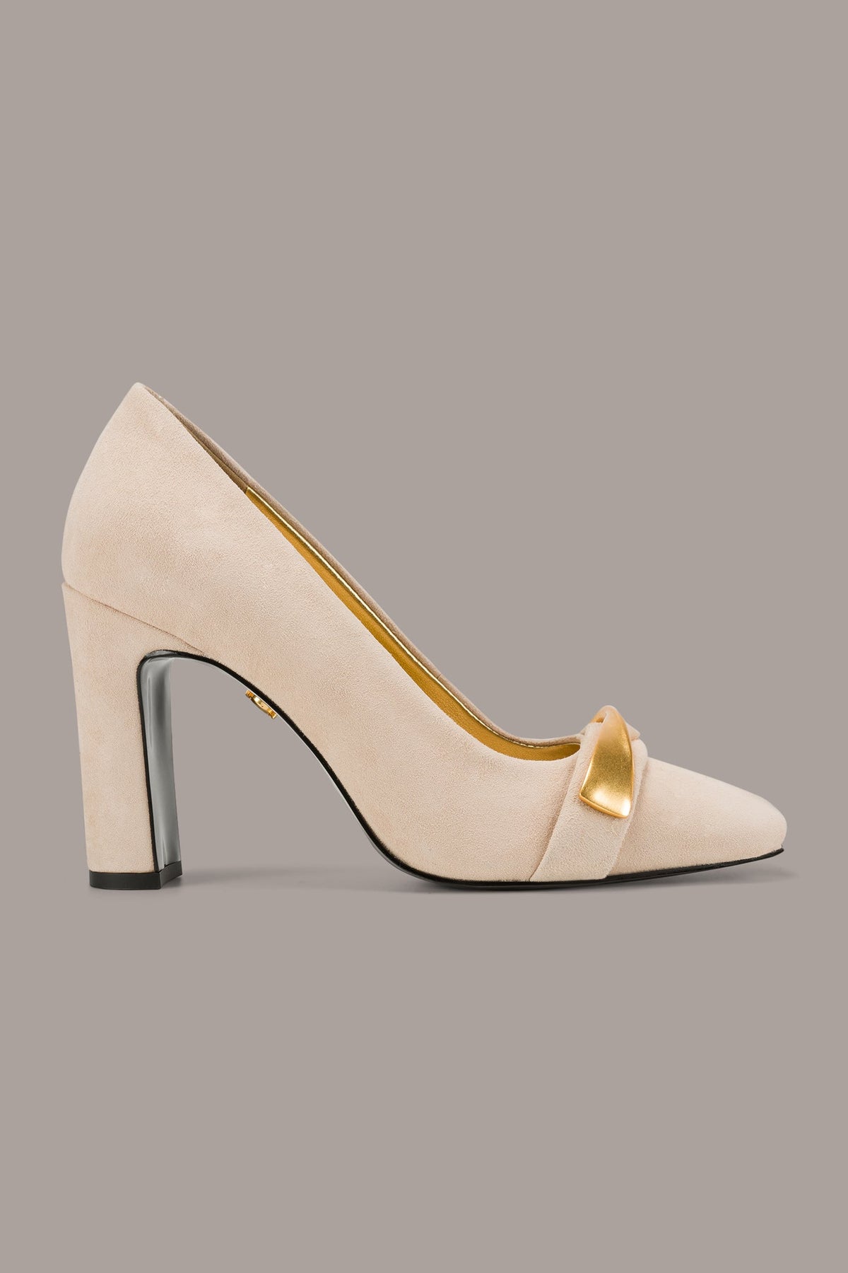 SABINA EMBELLISHED SUEDE HIGH PUMP - NUDE