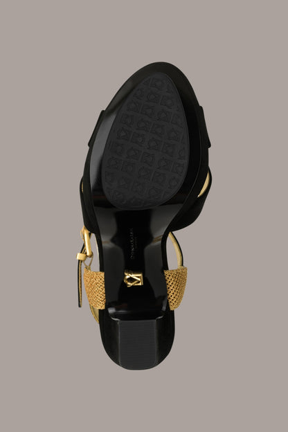 STEFANIA PLATFORM SANDAL - Black / Gold