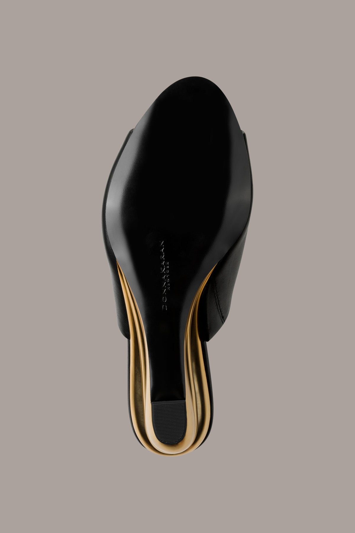 DONNA LEATHER WEDGE MULE SANDAL - Black