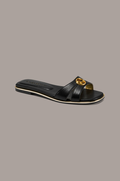 HALO SQUARE-TOE SLIDE SANDAL - Black