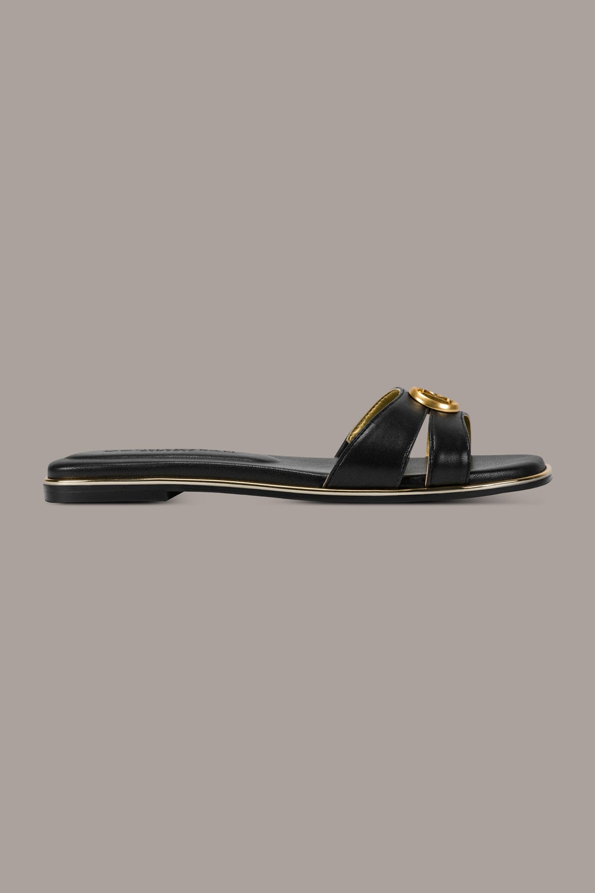 HALO SQUARE-TOE SLIDE SANDAL - Black