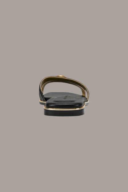 HALO SQUARE-TOE SLIDE SANDAL - Black