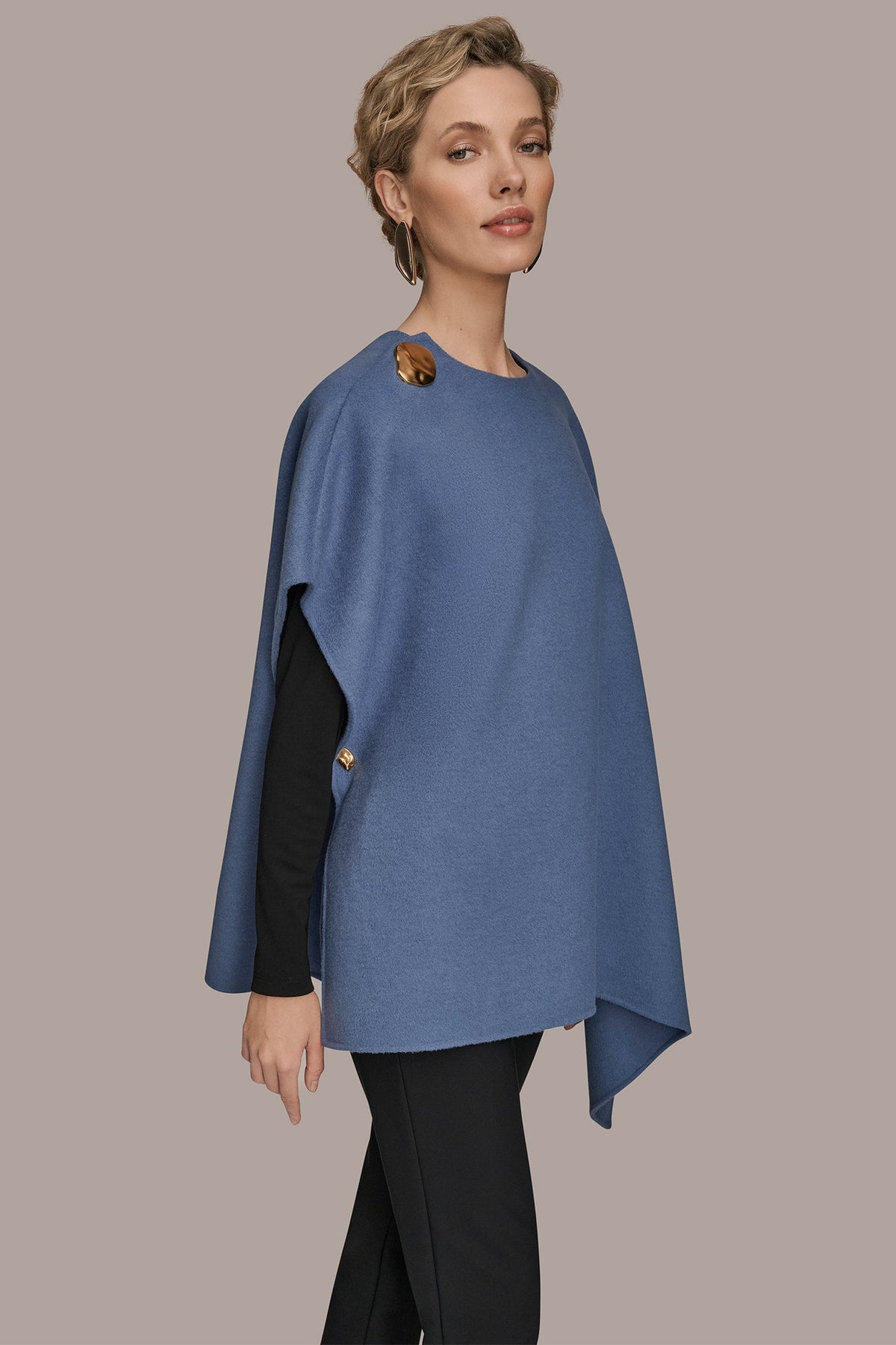 BUTTON-EMBELLISHED WOOL-BLEND CAPE - TEMPEST