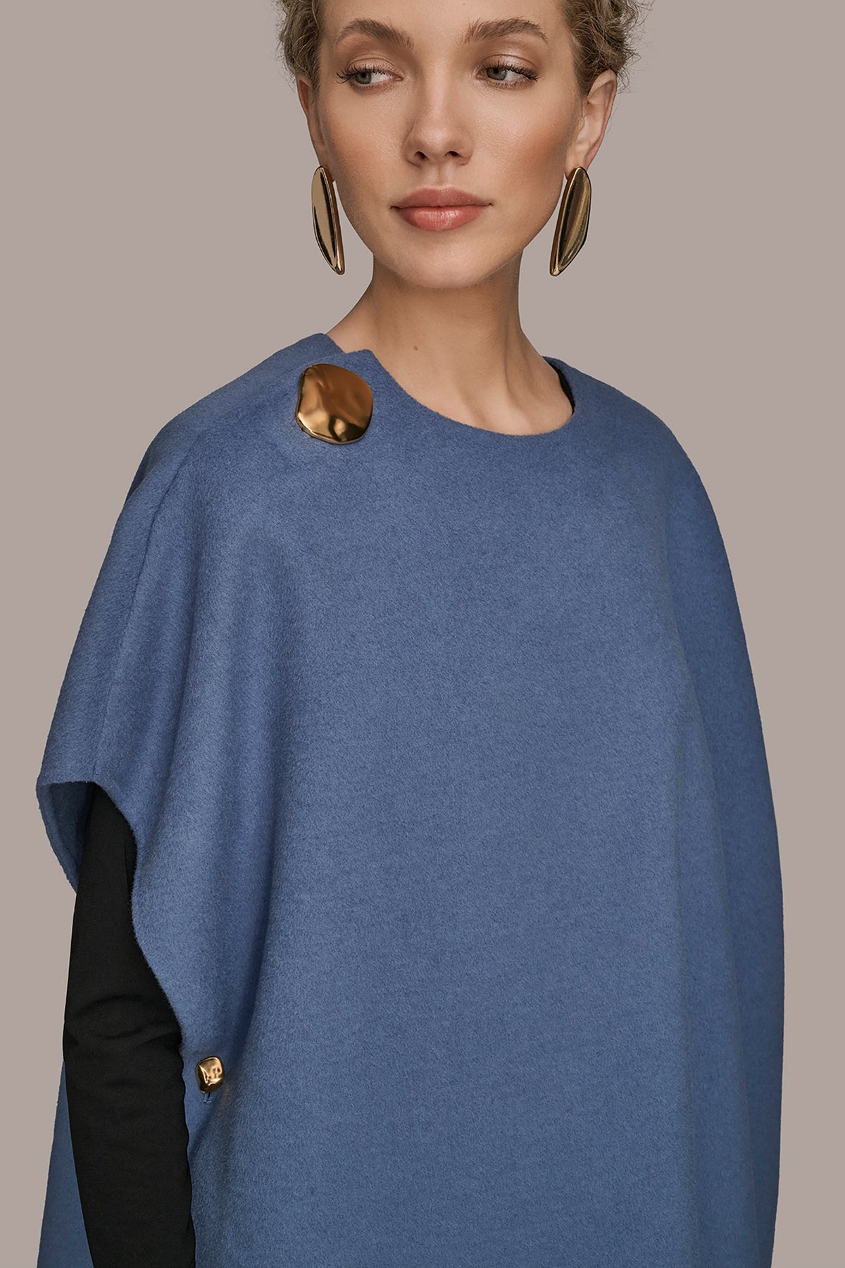 BUTTON-EMBELLISHED WOOL-BLEND CAPE - TEMPEST