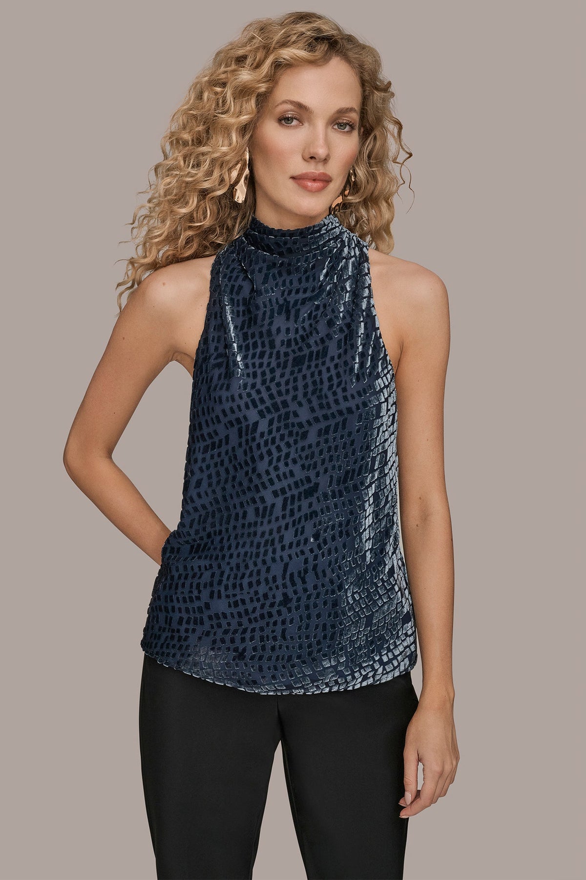 HIGH-NECK BURNOUT TOP - DARK TEMPEST