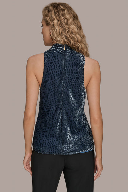 HIGH-NECK BURNOUT TOP - DARK TEMPEST