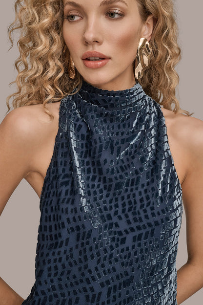 HIGH-NECK BURNOUT TOP - DARK TEMPEST