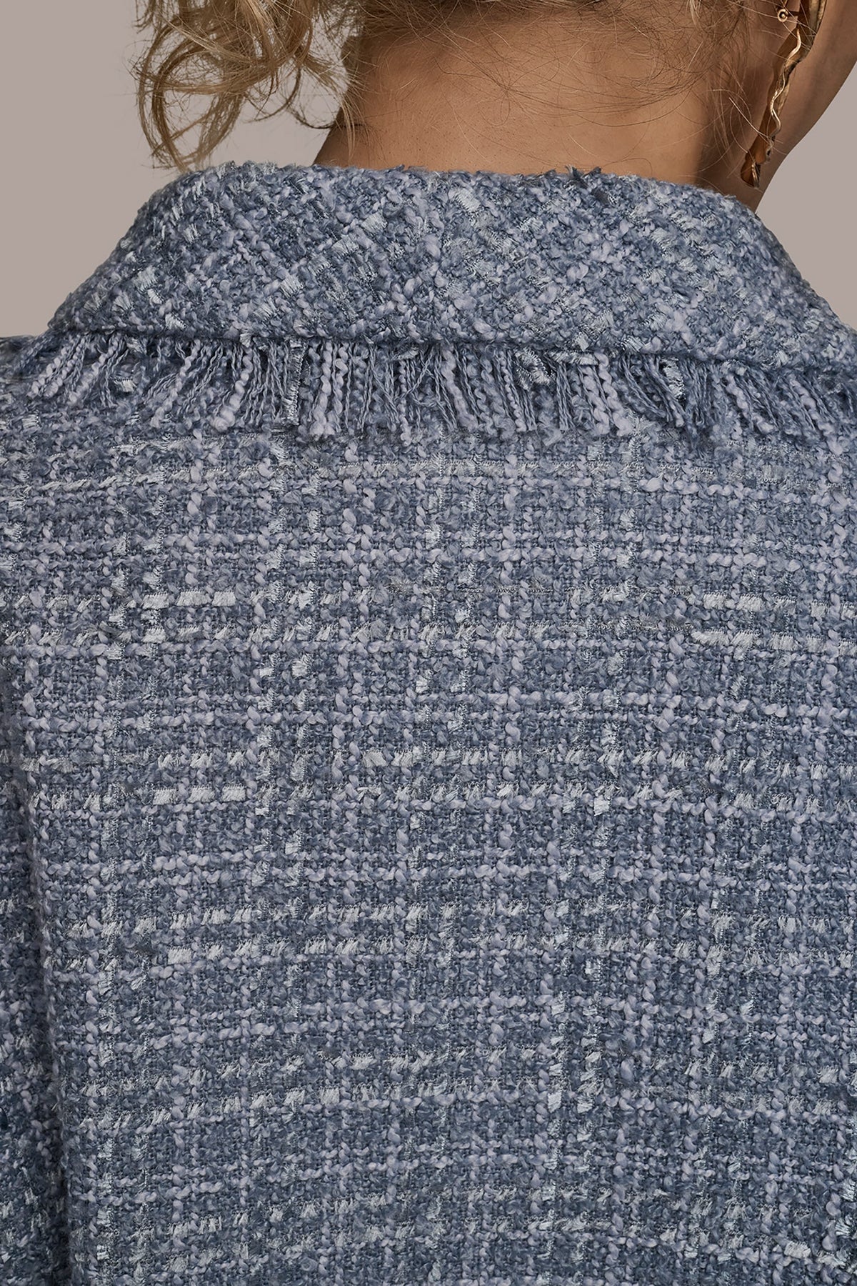 CROPPED DOUBLE-BREASTED FRINGED TWEED JACKET - TEMPEST