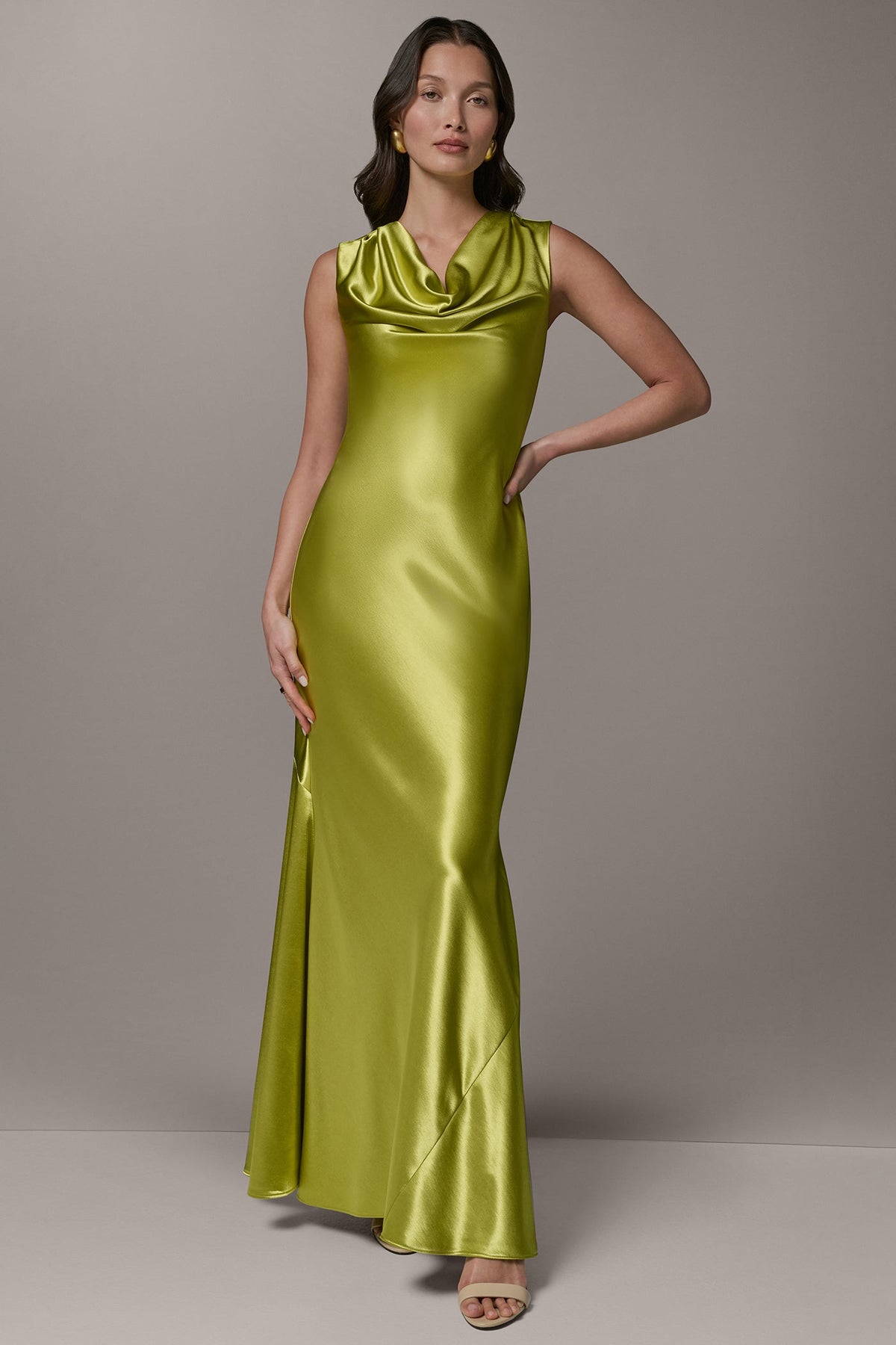 SLEEVELESS COWL-NECK GOWN - Summer Citron