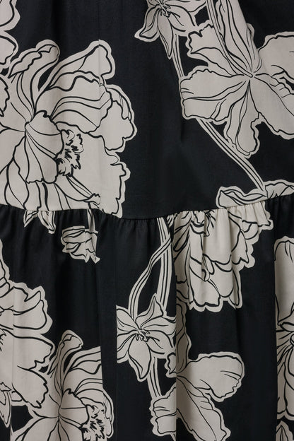 SLEEVELESS MIDI HALTER SHIRT DRESS - Black Cream