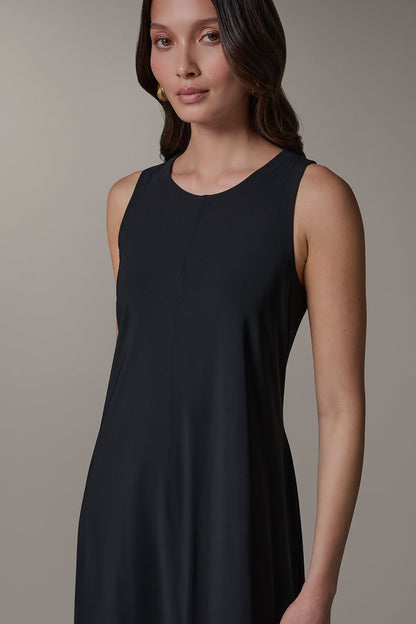 SLEEVELESS MIDI TRAPEZE DRESS - Black