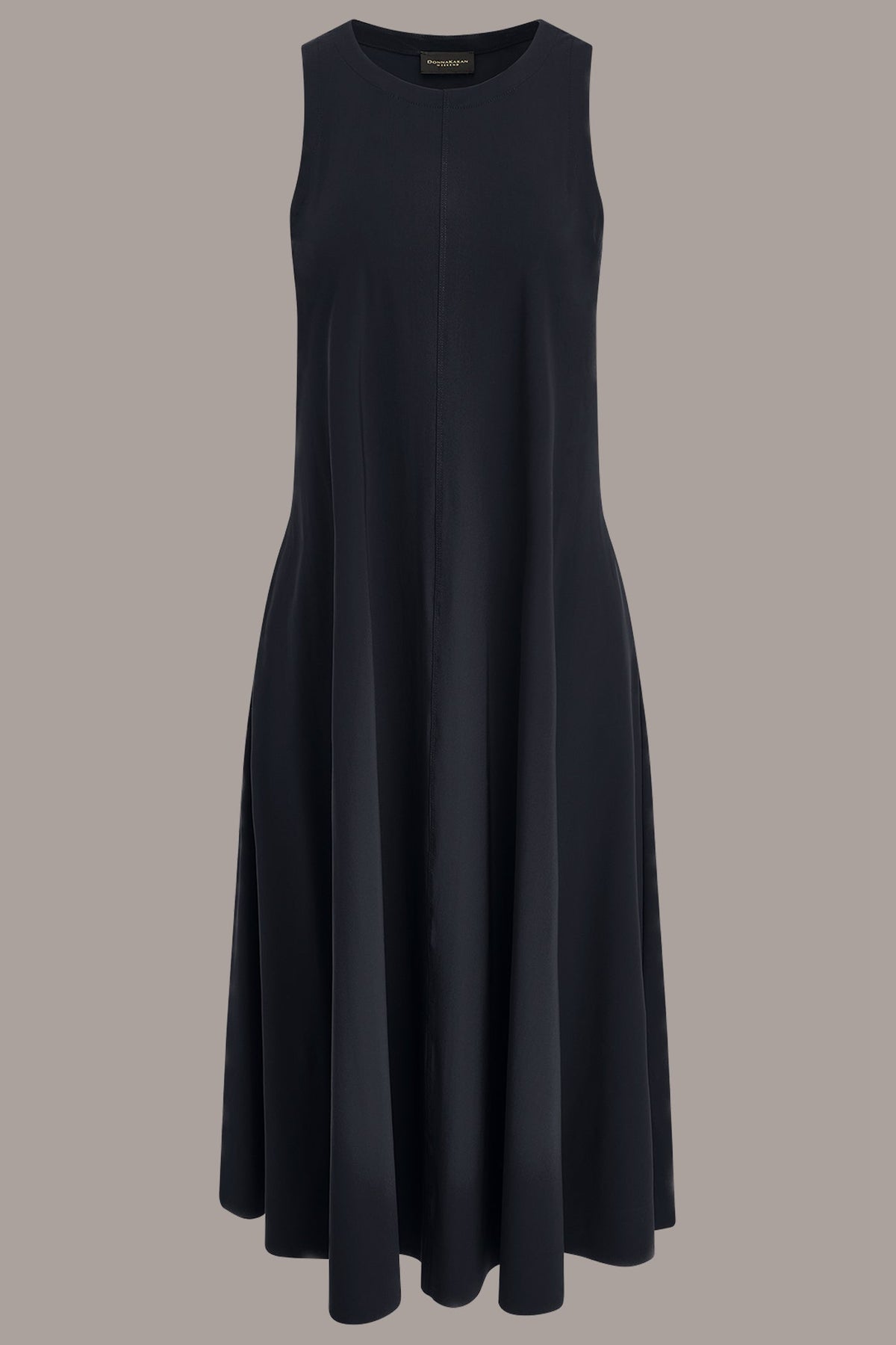 SLEEVELESS MIDI TRAPEZE DRESS - Black