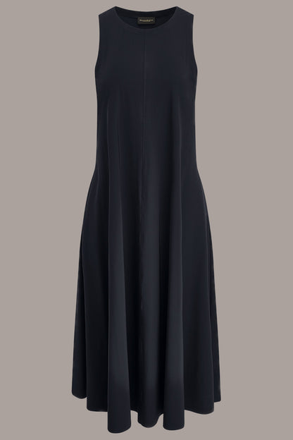 SLEEVELESS MIDI TRAPEZE DRESS - Black