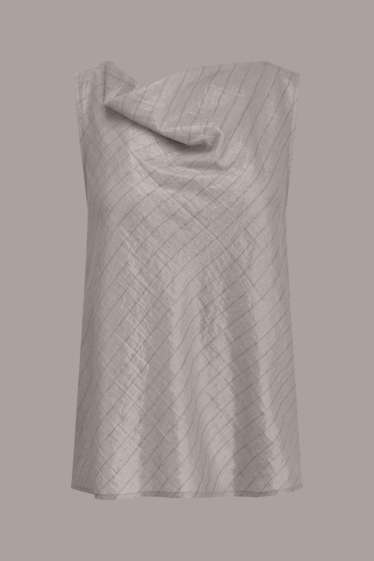 SLEEVELESS METALLIC PINSTRIPE TOP - Sisal/Canyon