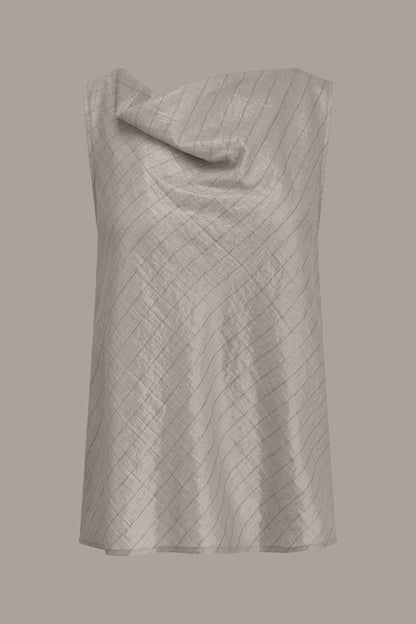 SLEEVELESS METALLIC PINSTRIPE TOP - Sisal/Canyon