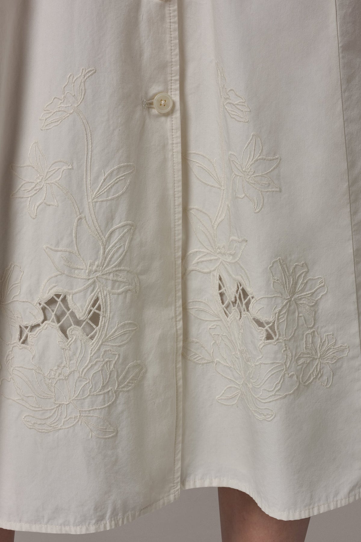 PUFF SLEEVE MIDI SHIRT DRESS - Cream