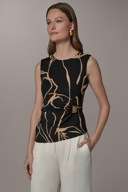 ASYMMETRIC KNIT TOP - Black /Fawn