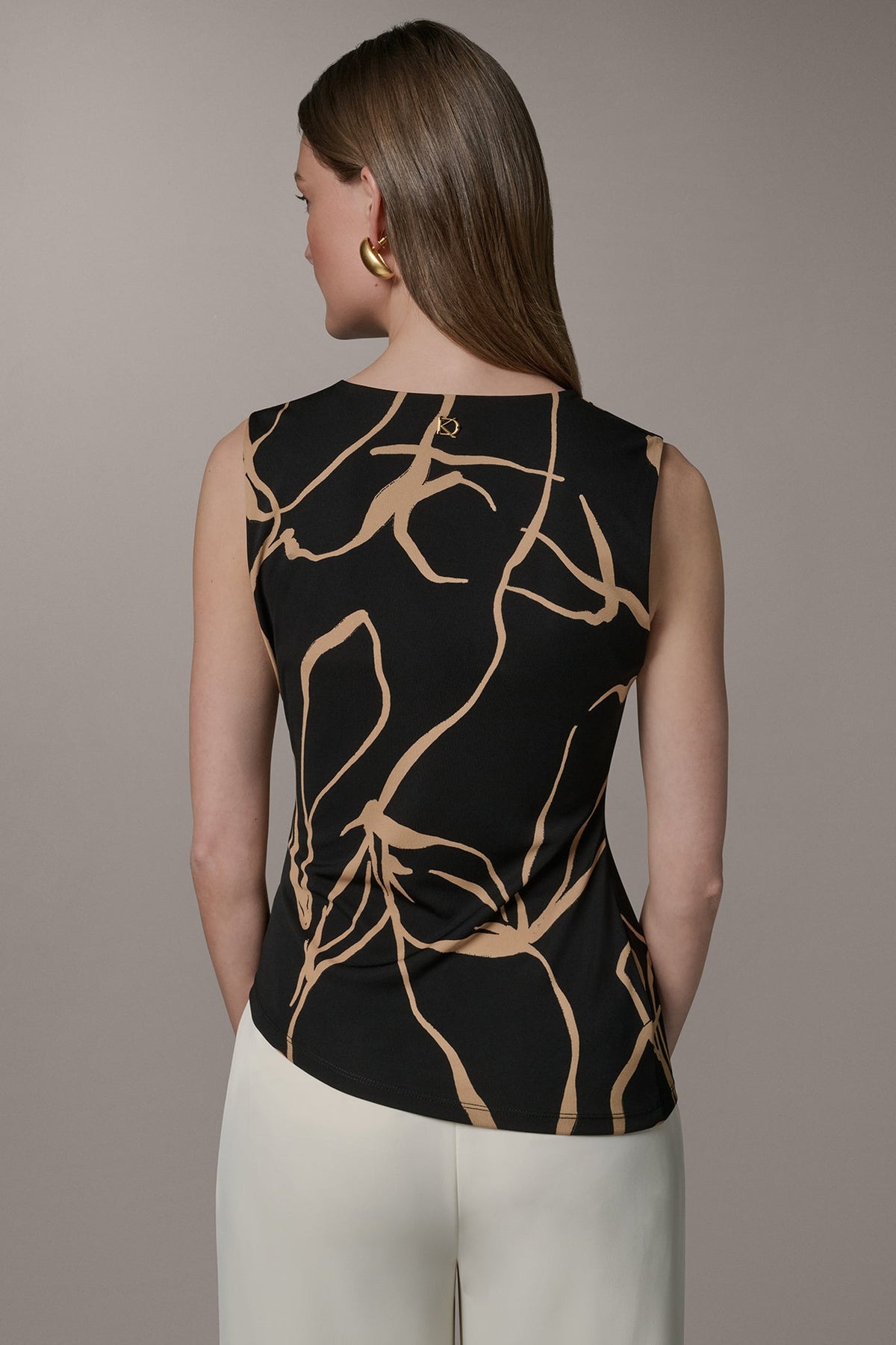 ASYMMETRIC KNIT TOP - Black /Fawn