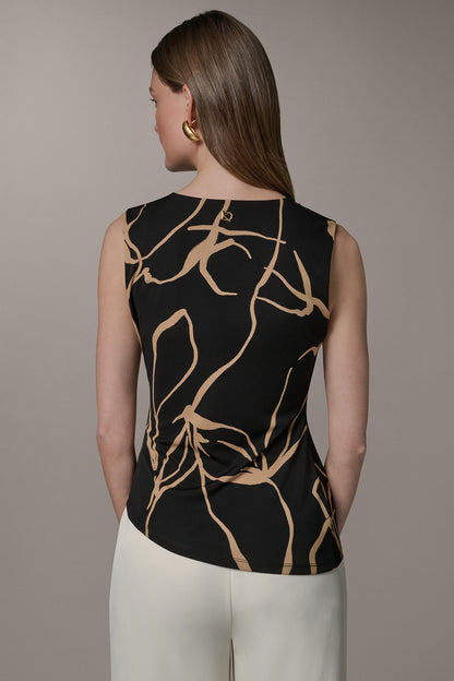 ASYMMETRIC KNIT TOP - Black /Fawn