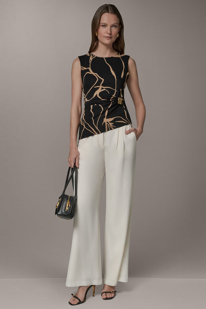 ASYMMETRIC KNIT TOP - Black /Fawn