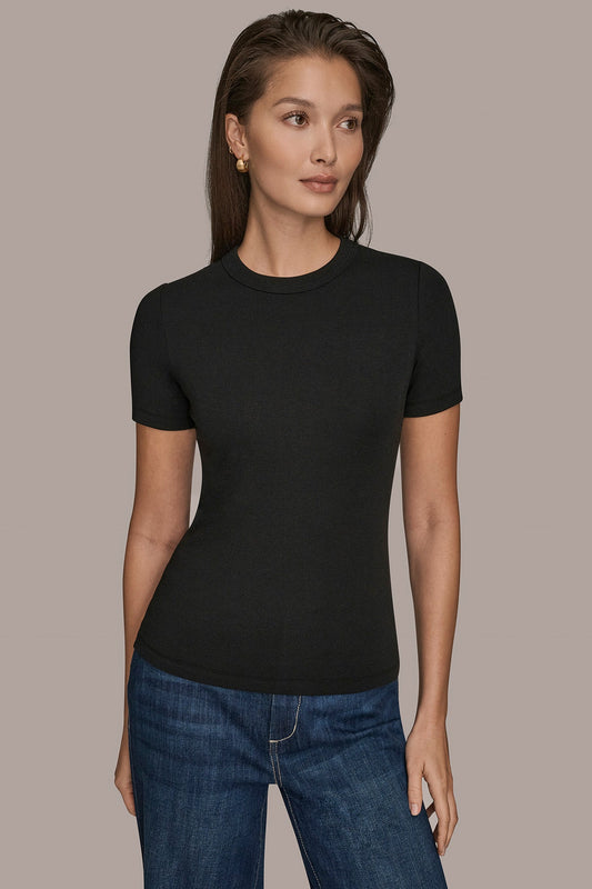 SHORT SLEEVE CREW NECK TEE - Black