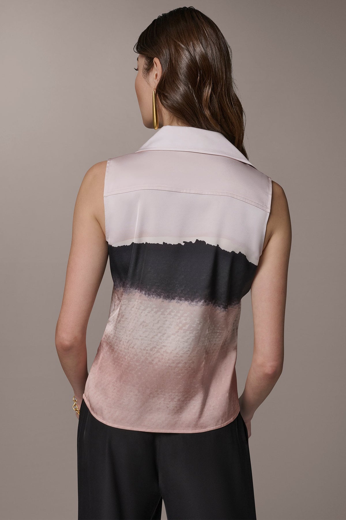 SLEEVELESS HIGH-LOW BLOUSE - Umbria/Black Multi