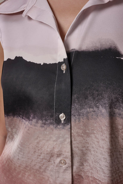 SLEEVELESS HIGH-LOW BLOUSE - Umbria/Black Multi
