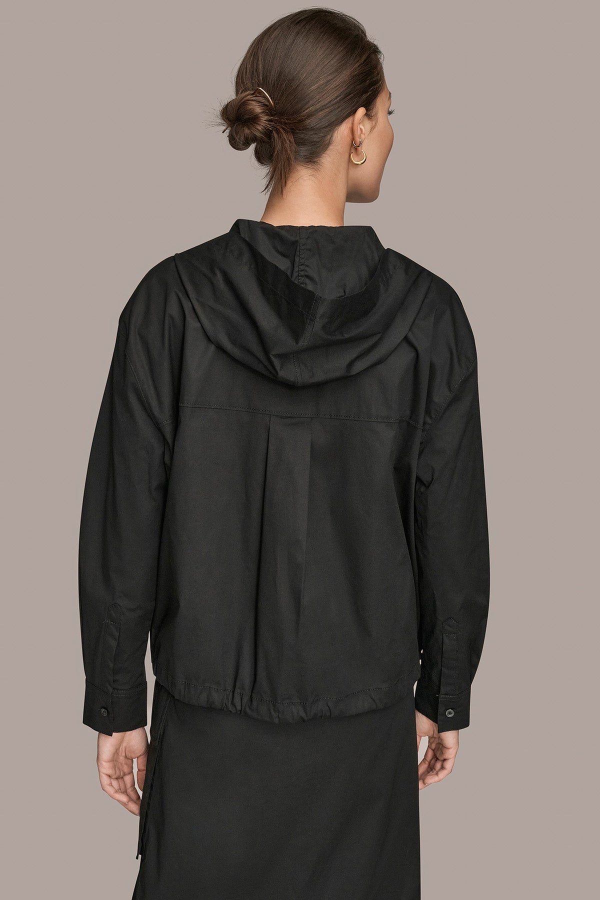 HOODED BUTTON-DOWN SHIRT - Black
