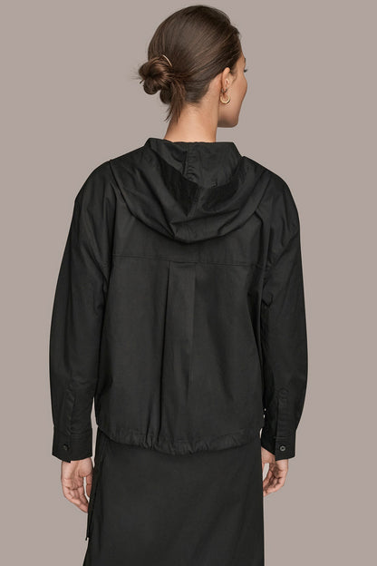 HOODED BUTTON-DOWN SHIRT - Black