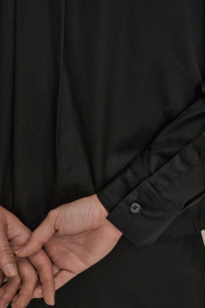 HOODED BUTTON-DOWN SHIRT - Black