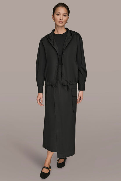 HOODED BUTTON-DOWN SHIRT - Black