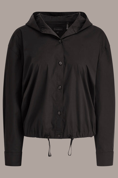 HOODED BUTTON-DOWN SHIRT - Black