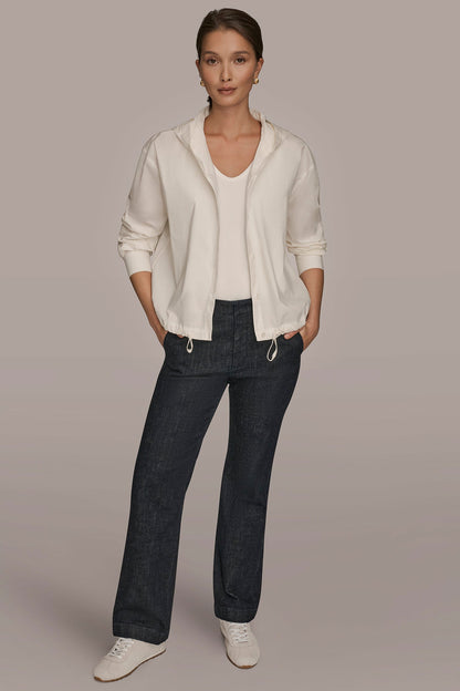 HOODED BUTTON-DOWN SHIRT - CREAM