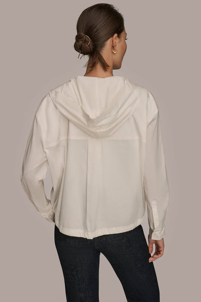 HOODED BUTTON-DOWN SHIRT - CREAM