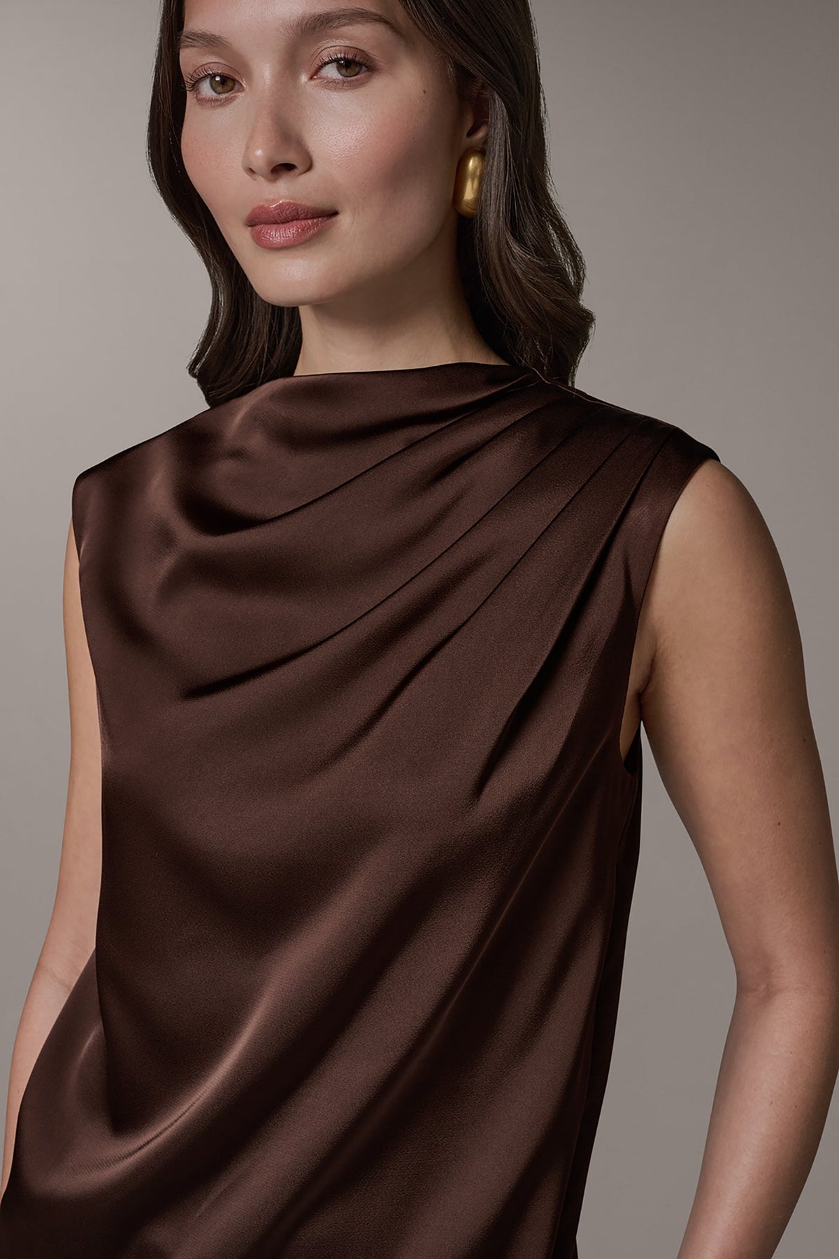 PLEATED SHOULDER BLOUSE - Canyon