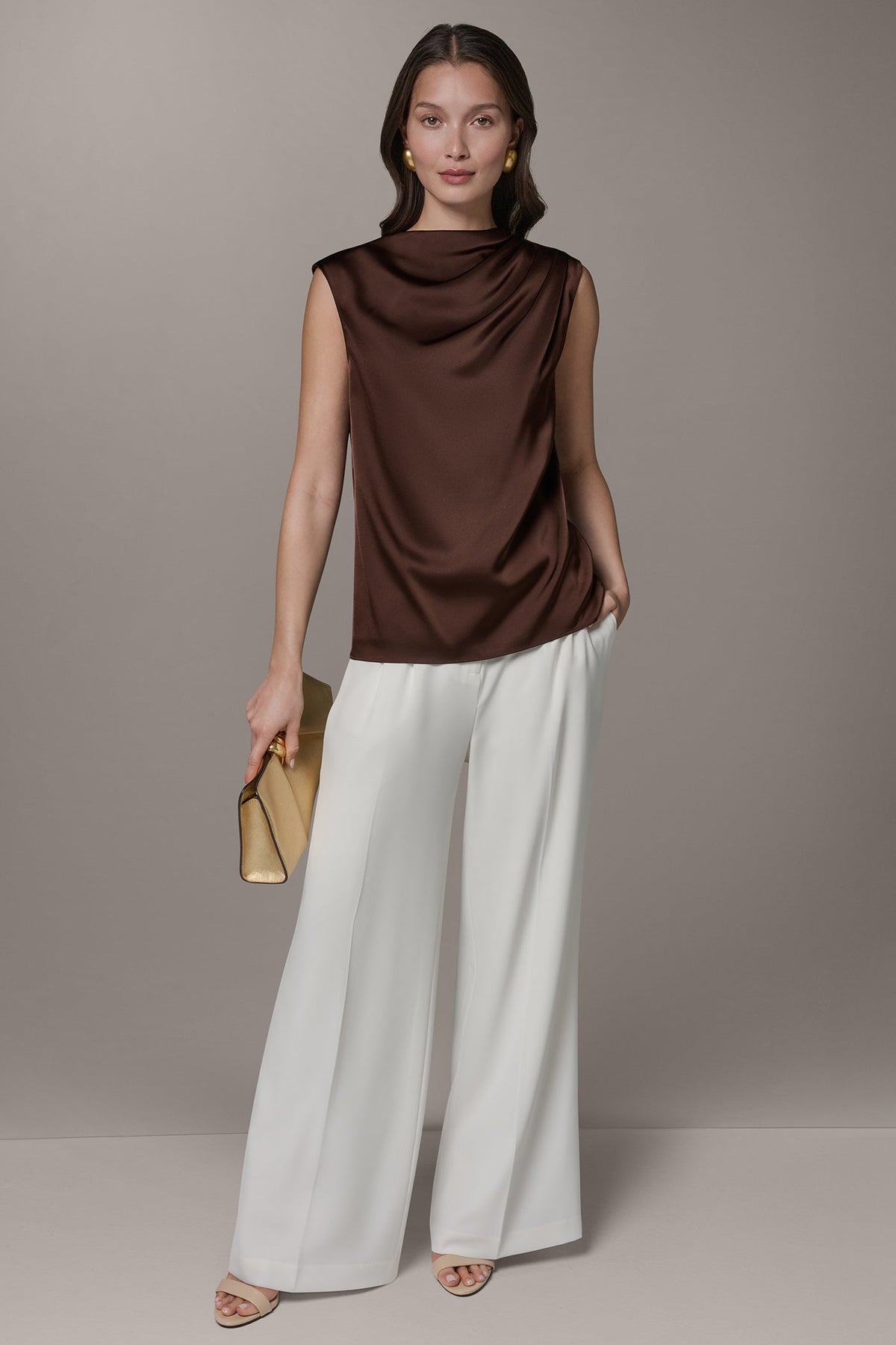 PLEATED SHOULDER BLOUSE - Canyon