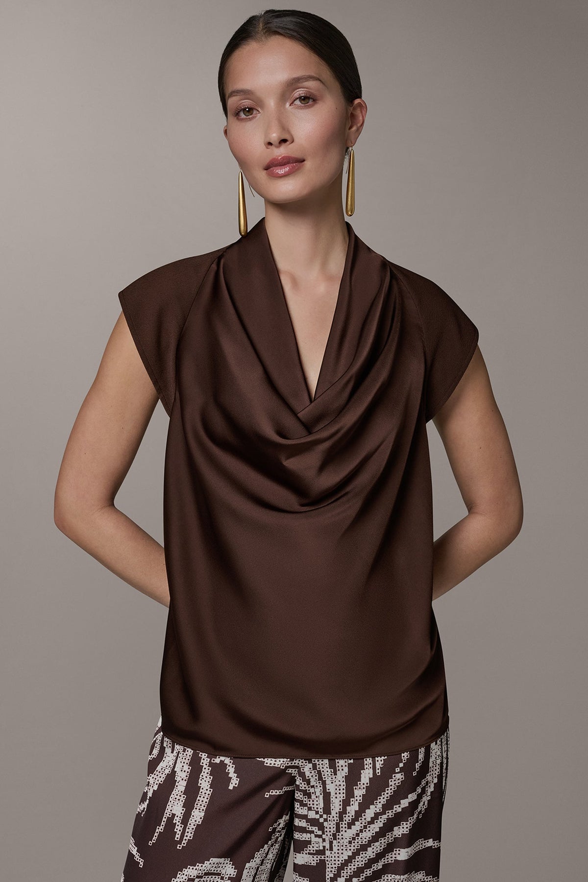 CAP SLEEVE MIXED MEDIA TOP - Canyon