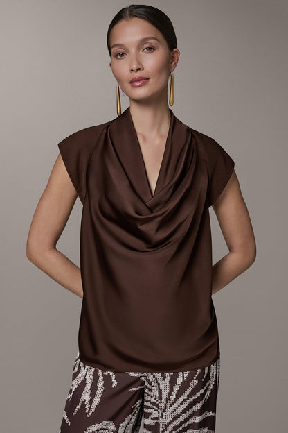 CAP SLEEVE MIXED MEDIA TOP - Canyon