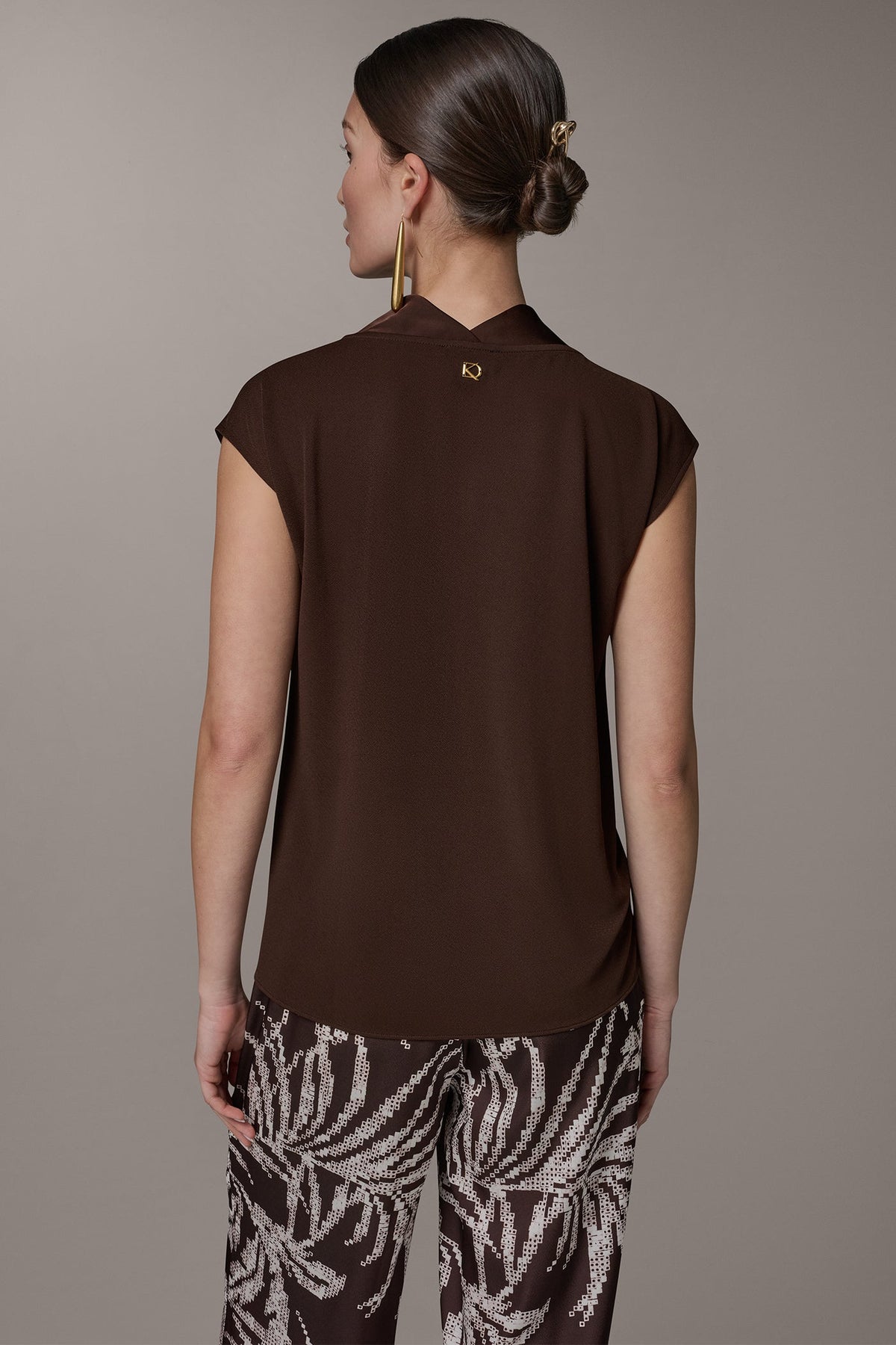 CAP SLEEVE MIXED MEDIA TOP - Canyon