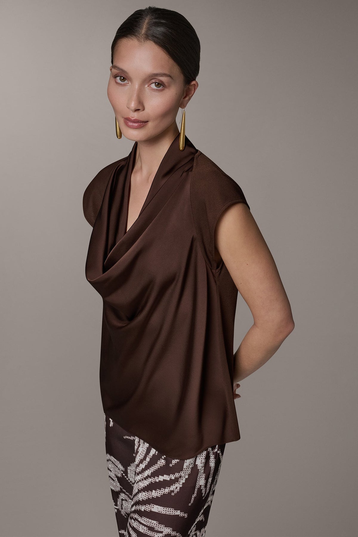 CAP SLEEVE MIXED MEDIA TOP - Canyon