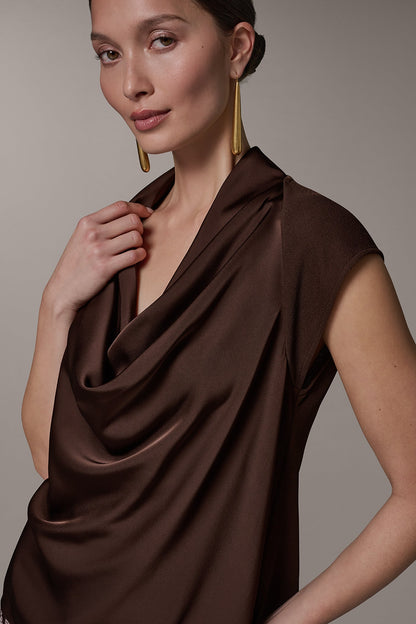 CAP SLEEVE MIXED MEDIA TOP - Canyon